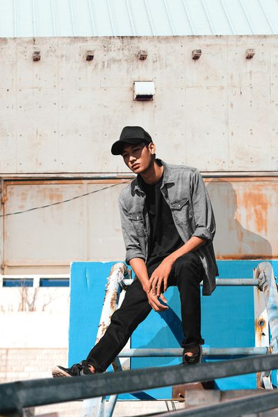 Young guy looking cool