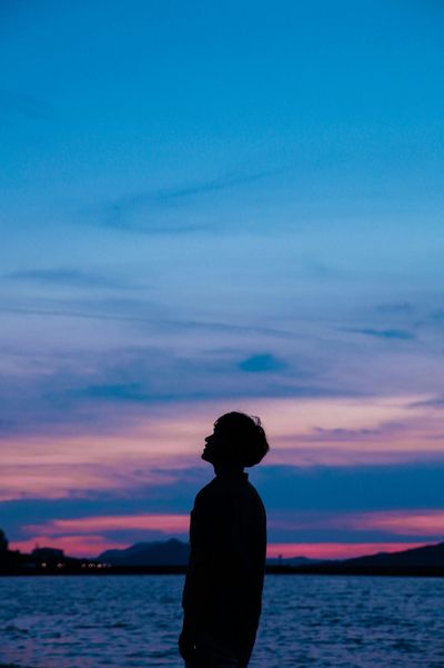 man looking up
